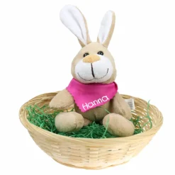 Ostergeschenk Osterkörbchen mit Hasen u. Namen Osternest - Geschenk zu Ostern personalisiert Set aus Kuscheltier & Hase