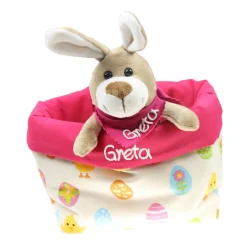 Ostergeschenk Osterkörbchen mit Hasen personalisiert Stoffkörbchen - Geschenk zu Ostern für Kinder