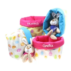 Ostergeschenk Osterkörbchen mit Hasen personalisiert Stoffkörbchen - Geschenk zu Ostern für Kinder