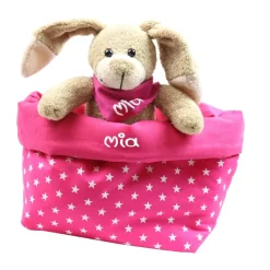 Ostergeschenk Osterkörbchen mit Hasen personalisiert Stoffkörbchen - Geschenk zu Ostern mit Namen Set aus Kuscheltier