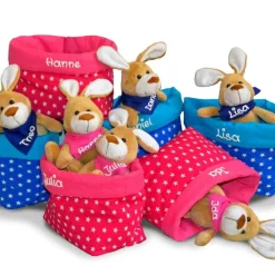 Ostergeschenk Osterkörbchen mit Hasen personalisiert Stoffkörbchen - Geschenk zu Ostern mit Namen Set aus Kuscheltier