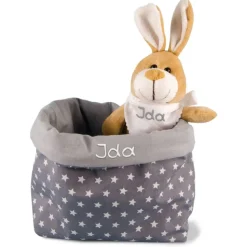 Ostergeschenk Osterkörbchen mit Hasen personalisiert Stoffkörbchen - Geschenk zu Ostern mit Namen Set aus Kuscheltier