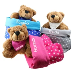 Ostergeschenk Osterkörbchen mit Teddy personalisiert Stoffkörbchen  Geschenk zu Ostern mit Namen Set aus Kuscheltier Kus