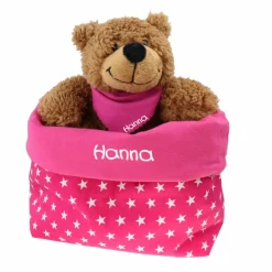 Ostergeschenk Osterkörbchen mit Teddy personalisiert Stoffkörbchen  Geschenk zu Ostern mit Namen Set aus Kuscheltier Kus