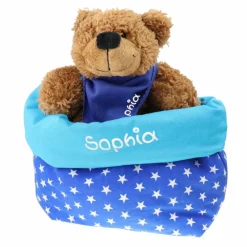 Ostergeschenk Osterkörbchen mit Teddy personalisiert Stoffkörbchen  Geschenk zu Ostern mit Namen Set aus Kuscheltier Kus