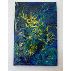 Ostergeschenk OSTERWASSER abstraktes Dekoei auf einem Keilrahmen witzige Wanddeko Künstler-Ei  abstrakte Kunst