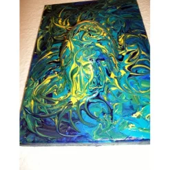 Ostergeschenk OSTERWASSER abstraktes Dekoei auf einem Keilrahmen witzige Wanddeko Künstler-Ei  abstrakte Kunst