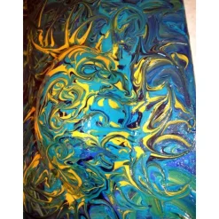 Ostergeschenk OSTERWASSER abstraktes Dekoei auf einem Keilrahmen witzige Wanddeko Künstler-Ei  abstrakte Kunst