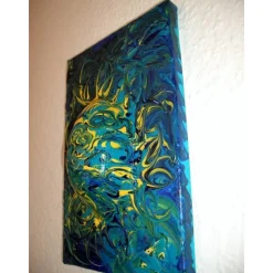 Ostergeschenk OSTERWASSER abstraktes Dekoei auf einem Keilrahmen witzige Wanddeko Künstler-Ei  abstrakte Kunst