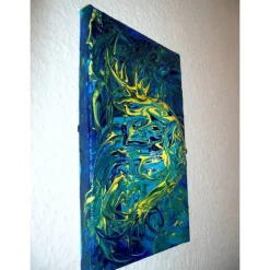 Ostergeschenk OSTERWASSER abstraktes Dekoei auf einem Keilrahmen witzige Wanddeko Künstler-Ei  abstrakte Kunst