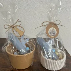 Oster-Geschenkset mit Kerze & Deko – Handgefertigtes Einzelset im Topf, verpackt