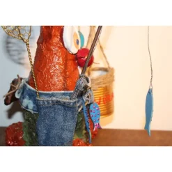 Osterhase ANGLERHASERL handgefertigte Künstler-Figur Osterdeko Geschenk für Angel-Fans Geldgeschenk