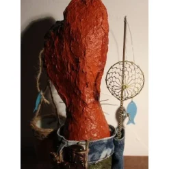 Osterhase ANGLERHASERL handgefertigte Künstler-Figur Osterdeko Geschenk für Angel-Fans Geldgeschenk