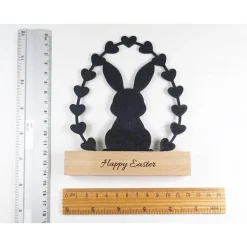 Osterhase Aufsteller 3D-Druck mit Holzsockel und Gravur – Moderne Osterdekoration, nachhaltig & individuell