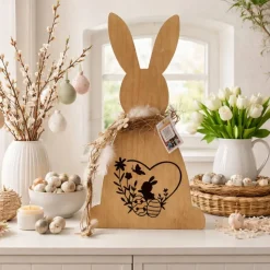 Osterhase aus Holz – Handgefertigte Dekofigur für den Frühling, Wohnzimmer & Ostertisch