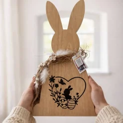 Osterhase aus Holz – Handgefertigte Dekofigur für den Frühling, Wohnzimmer & Ostertisch