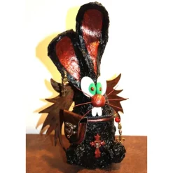 Osterhase DARK ANGELINO handgefertigte Künstler-Figur Osterdeko Geschenk für Gothic-Fans Geldgeschenk