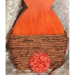 Osterhase Hasenfigur ORANGE zauberhafter Holzhase mit handgestrickten Accessoires bemalt mit Acrylfarben Osterdeko