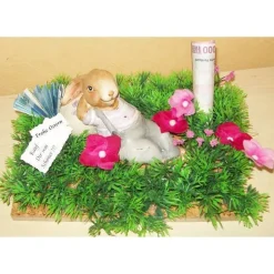 Osterhase im Gras als Geschenkdekoration – Geldgeschenk Ostern – Ostereier Deko – Tischdeko Hase mit Wunschtext