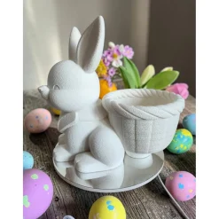 Osterhase mit Körbchen – XXL Deko-Figur & Übertopf (21cm) | DIY man kann ihn Bemalen