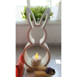 Osterhase mit LED Teelichthalter aus PLA – Nachhaltige Osterdeko, 22 cm hoch