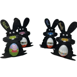 Osterhase mit namen aus Filz Ü-Ei halter eierhalter oster geschenk personalisiert osterei dunkel