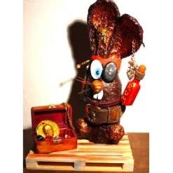 Osterhase PIRAT handgefertigte Künstler-Figur Osterdeko Geschenk für Piraten-Fans Geldgeschenk