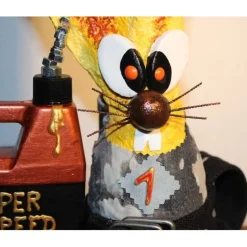 Osterhase RENNFAHRER handgefertigte Künstler-Figur Osterdeko Geschenk für Autofans Geldgeschenk