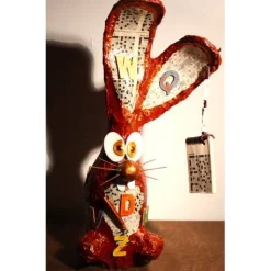 Osterhase RÄTSELHASE handgefertigte Künstler-Figur Osterdeko Geschenk für Rätselfreunde Geldgeschenk