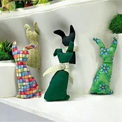 Osterhasen Anhänger im 5er Set, Stoffhasen