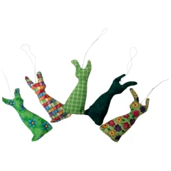 Osterhasen Anhänger im 5er Set, Stoffhasen