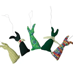 Osterhasen Anhänger im 5er Set, Stoffhasen