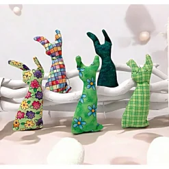 Osterhasen Anhänger im 5er Set, Stoffhasen