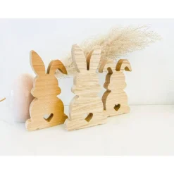 Osterhasen aus hochwertigem Eichenholz im Set