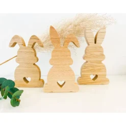 Osterhasen aus hochwertigem Eichenholz im Set