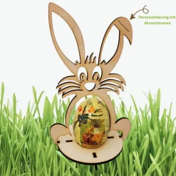 Osterhasen aus Holz mit Halterung für große Ü-Eier oder bemalte Eier