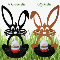 Osterhasen aus Holz mit Halterung für große Ü-Eier oder bemalte Eier