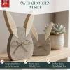 Osterhasen Deko 2er Set aus Beton und Holz, handgefertigte Osterdeko und Frühlingsdeko zum Hinstellen