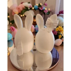 Osterhasen Eier im Set oder Einzeln – Moderne Osterdeko Weiß – 3D Druck Hasenfiguren 15cm – Frühlingsdeko Tischdeko – fü