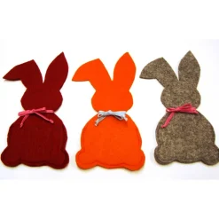 Osterhasen Filz mit Tasche personalisierbar mit Name Geldgeschenk Gutscheine-Verpackung orange dunkelrot graumeliert