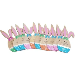 Osterhasen Holzanhänger 10er Set Stil B, Osterdeko zum Aufhängen, Osterdeko Holz