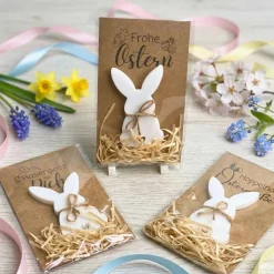 Osterhasen Karte Set 3–12 Stk | Hasenpost Osterkarte Kraftpapier | Frohe Ostern | Ostergeschenk Mitbringsel