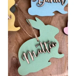 Osterhasen mit Namen personalisiert / Osteranhänger Körbchen