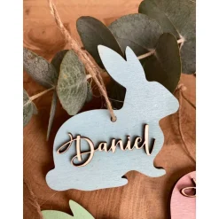 Osterhasen mit Namen personalisiert / Osteranhänger Körbchen