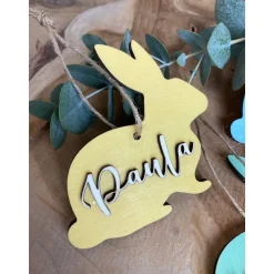 Osterhasen mit Namen personalisiert / Osteranhänger Körbchen