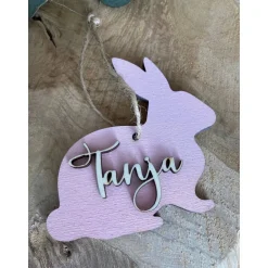 Osterhasen mit Namen personalisiert / Osteranhänger Körbchen
