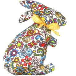 Osterhasen Stoffhasen 2er Set – Bunte Deko Hasen aus Baumwollstoff, Handarbeit