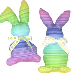 Osterhasen Stoffhasen 2er Set Regenbogen – Handgemachte Deko Hasen aus Baumwollstoff