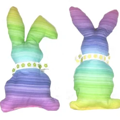 Osterhasen Stoffhasen 2er Set Regenbogen – Handgemachte Deko Hasen aus Baumwollstoff