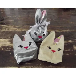 Osterhasenbeutel, Osternest, Osterbeutel in Beige, bestickt